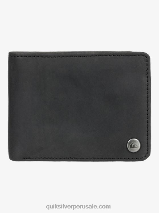 Quiksilver N8LNT1221 hombres negro cartera mac de piel con tres pliegues