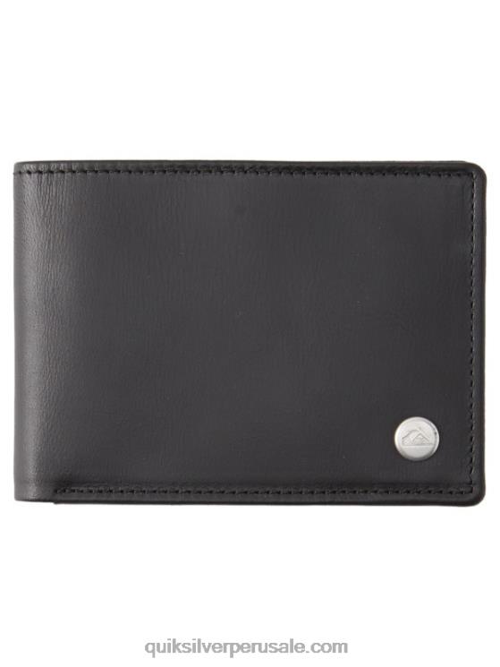 Quiksilver N8LNT1221 hombres negro cartera mac de piel con tres pliegues