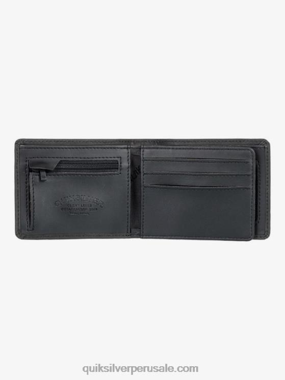 Quiksilver N8LNT1221 hombres negro cartera mac de piel con tres pliegues