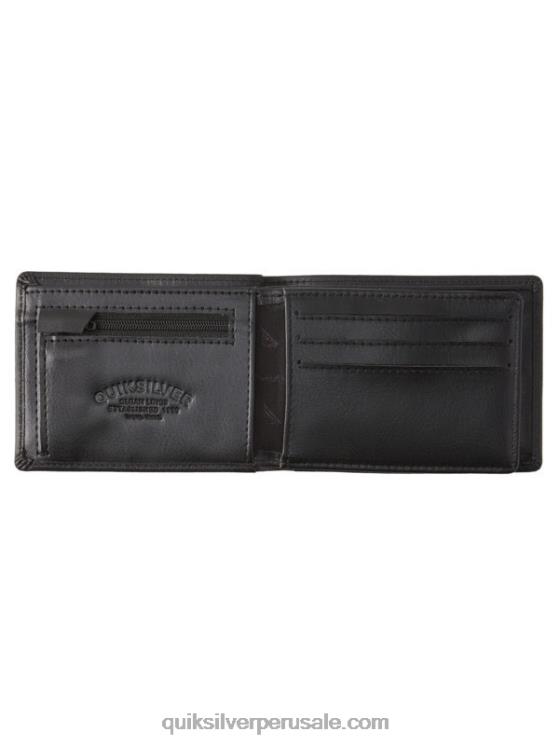 Quiksilver N8LNT1221 hombres negro cartera mac de piel con tres pliegues