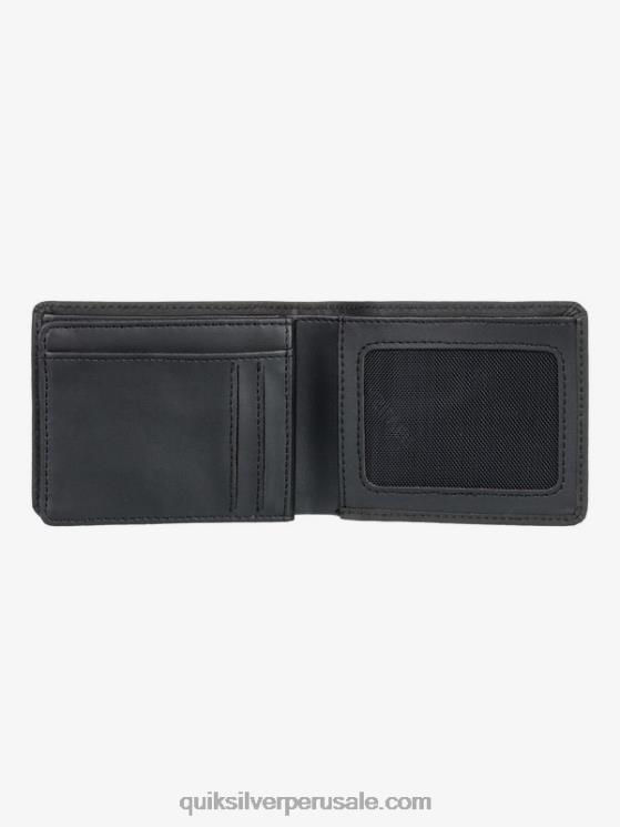 Quiksilver N8LNT1221 hombres negro cartera mac de piel con tres pliegues