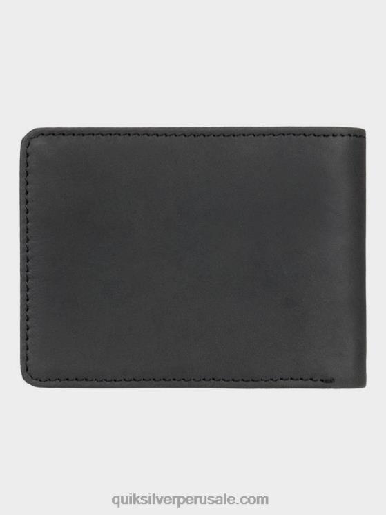 Quiksilver N8LNT1221 hombres negro cartera mac de piel con tres pliegues