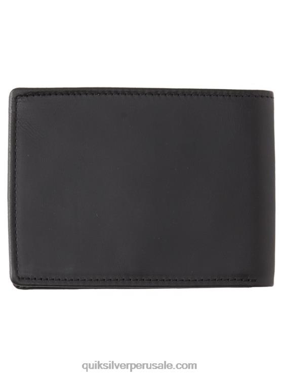 Quiksilver N8LNT1221 hombres negro cartera mac de piel con tres pliegues
