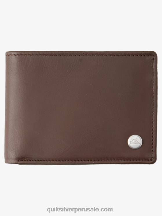 Quiksilver N8LNT1222 hombres chocolate Cafe cartera mac de piel con tres pliegues