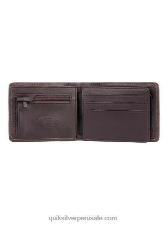 Quiksilver N8LNT1222 hombres chocolate Cafe cartera mac de piel con tres pliegues
