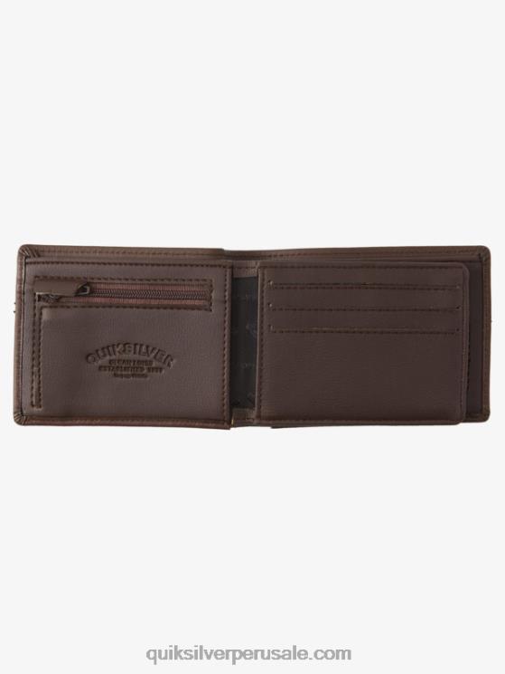 Quiksilver N8LNT1222 hombres chocolate Cafe cartera mac de piel con tres pliegues