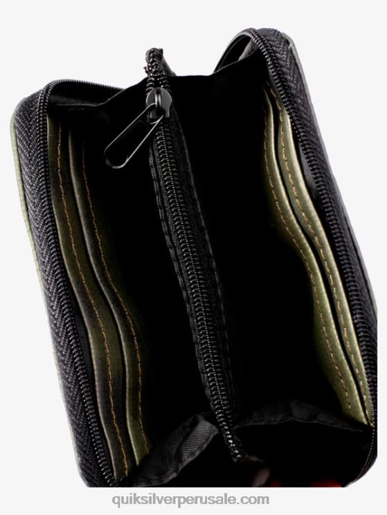 Quiksilver N8LNT1233 hombres camuflaje negro cartera con cremallera y red de seguridad