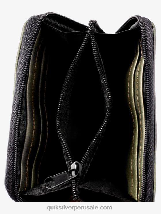Quiksilver N8LNT1233 hombres camuflaje negro cartera con cremallera y red de seguridad