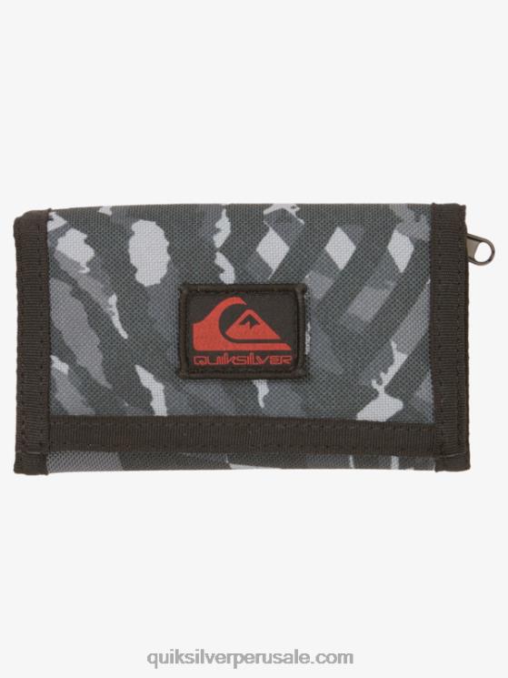 Quiksilver N8LNT738 hombres negro/asfalto la cartera de tres pliegues con estampado cotidiano
