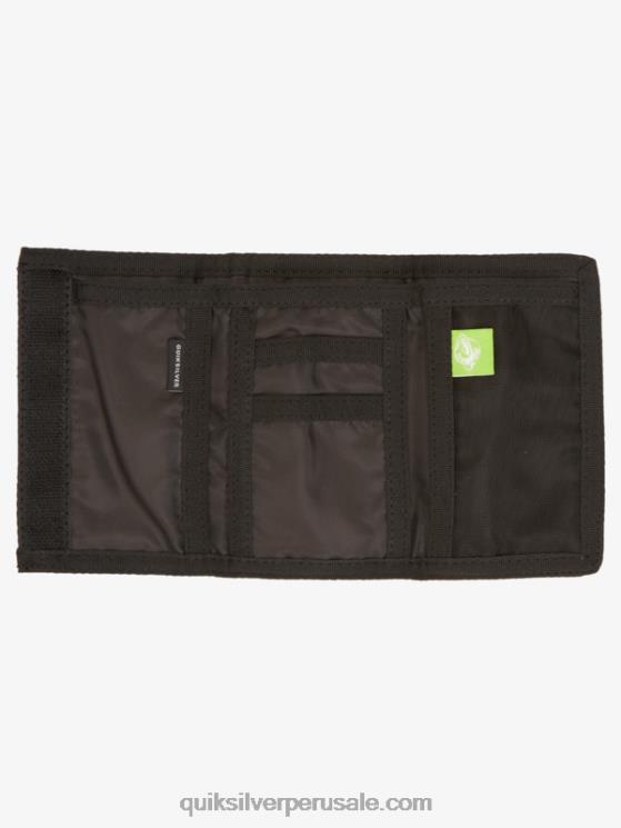 Quiksilver N8LNT738 hombres negro/asfalto la cartera de tres pliegues con estampado cotidiano