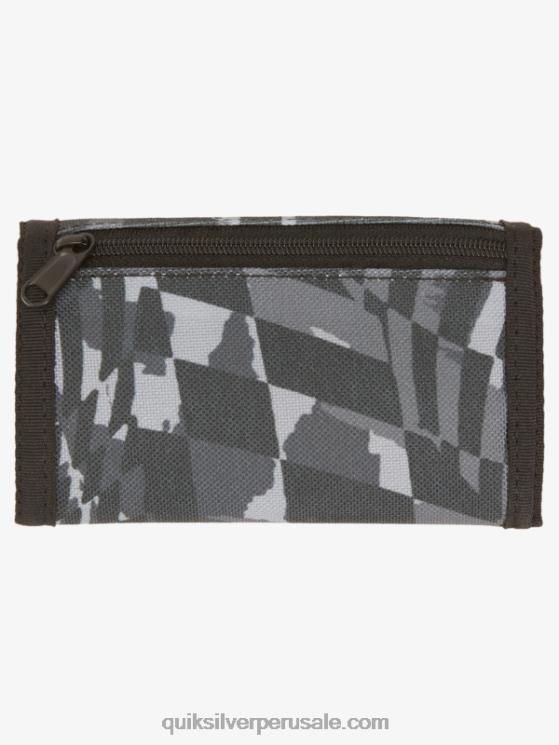 Quiksilver N8LNT738 hombres negro/asfalto la cartera de tres pliegues con estampado cotidiano