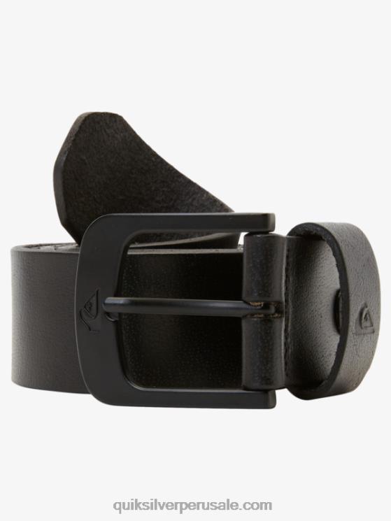 Quiksilver N8LNT1053 hombres negro el cinturón de cuero de todos los días