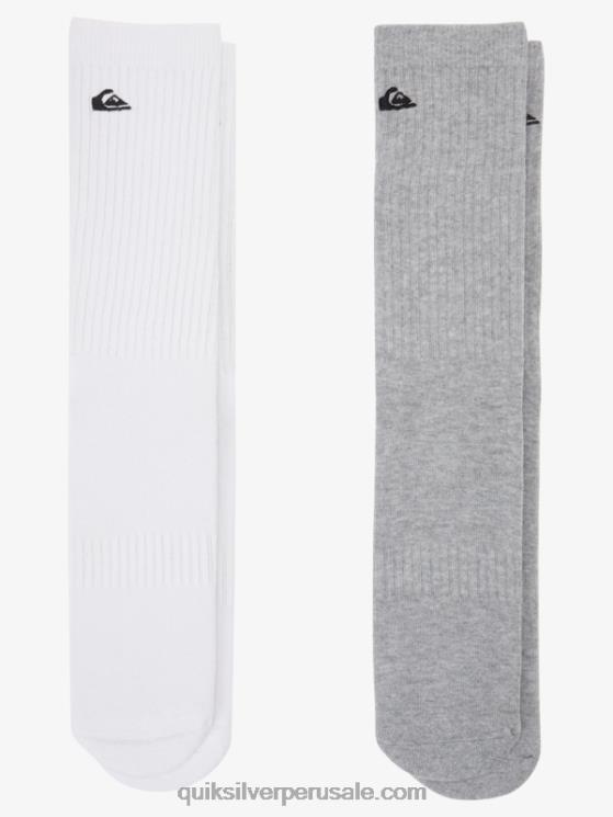 Quiksilver N8LNT1058 hombres blanco Pack de 2 pares de calcetines lisos
