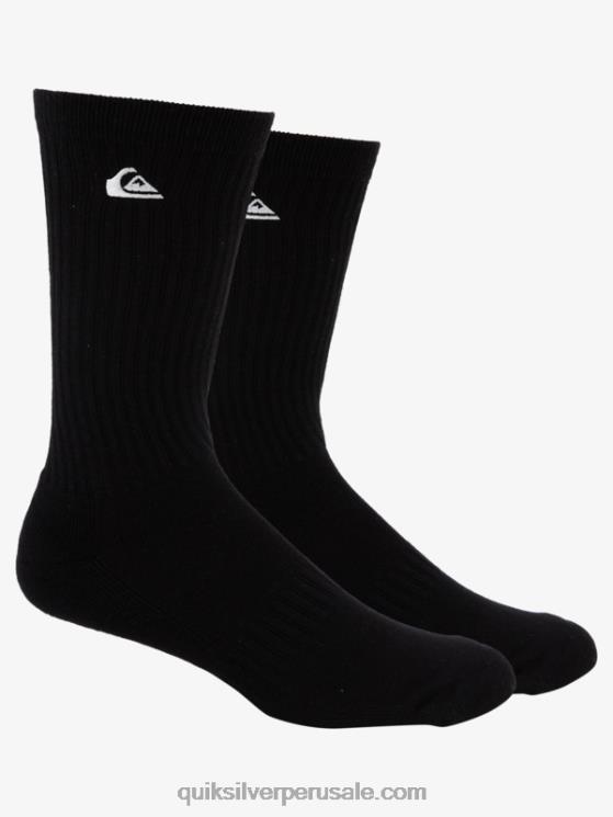 Quiksilver N8LNT1059 hombres negro Pack de 2 pares de calcetines lisos