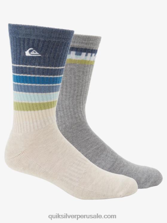 Quiksilver N8LNT1091 hombres brezo marfil Pack de 2 pares de calcetines para el día a día.