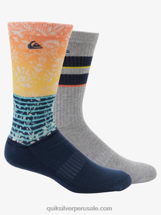 Quiksilver N8LNT1142 hombres Armada Pack de 2 pares de calcetines en jacquard