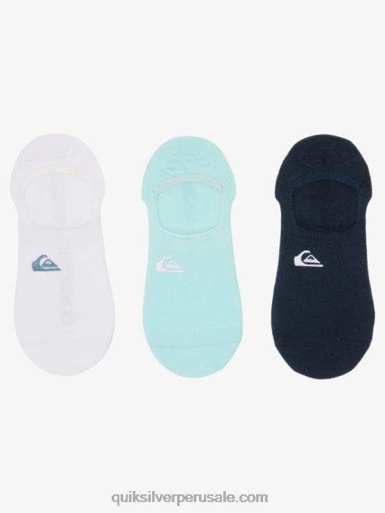 Quiksilver N8LNT778 hombres blazer azul claro/marino Pack de 3 calcetines invisibles con forro