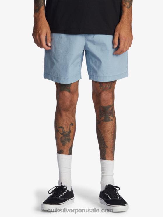 Quiksilver N8LNT1379 hombres mezclilla desteñida shorts taxer 17 con cintura elástica