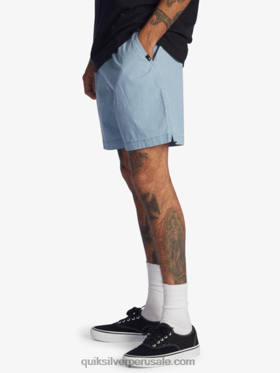 Quiksilver N8LNT1379 hombres mezclilla desteñida shorts taxer 17 con cintura elástica