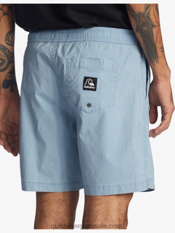 Quiksilver N8LNT1379 hombres mezclilla desteñida shorts taxer 17 con cintura elástica
