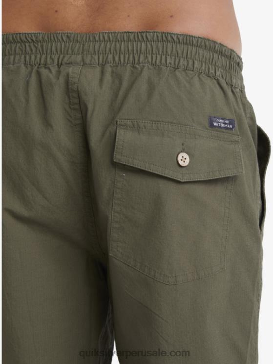 Quiksilver N8LNT1579 hombres aceituna polvorienta Waterman después de pantalones cortos de surf