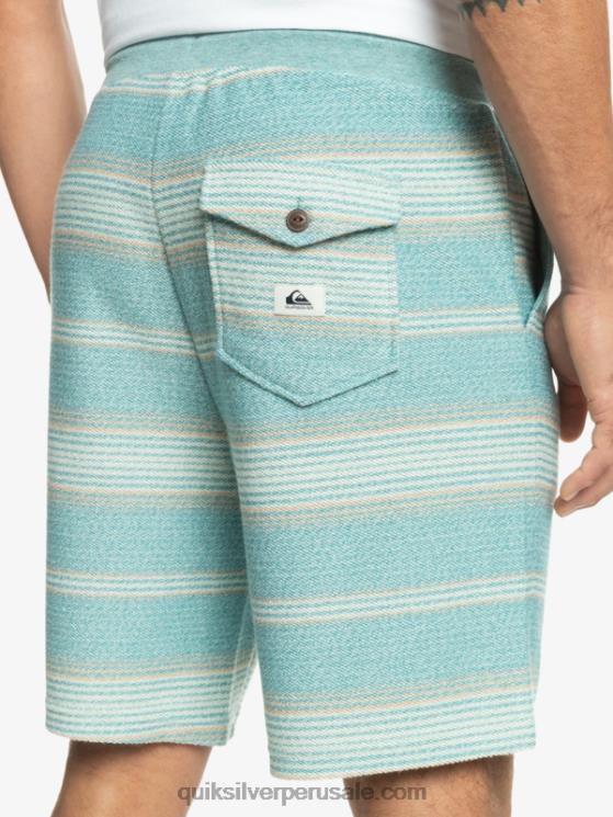 Quiksilver N8LNT331 hombres raya otway azul bretaña grandes pantalones cortos de chándal otway