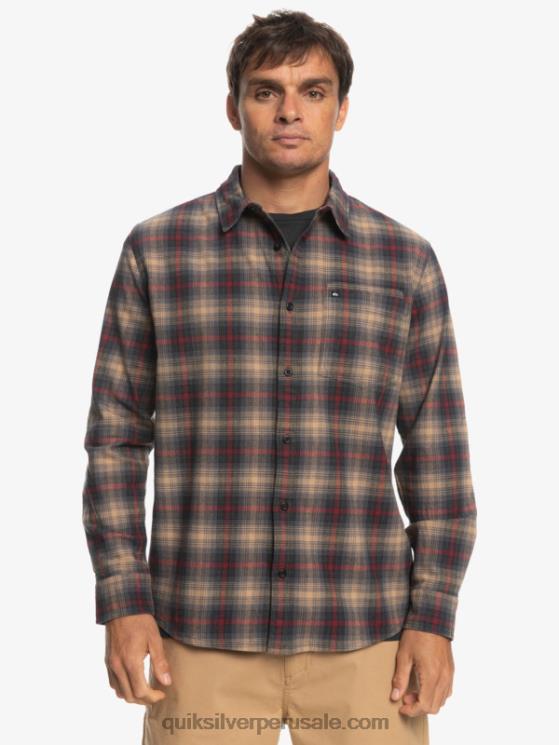Quiksilver N8LNT1049 hombres vino rubí cramond camisa de manga larga elástica Cramond