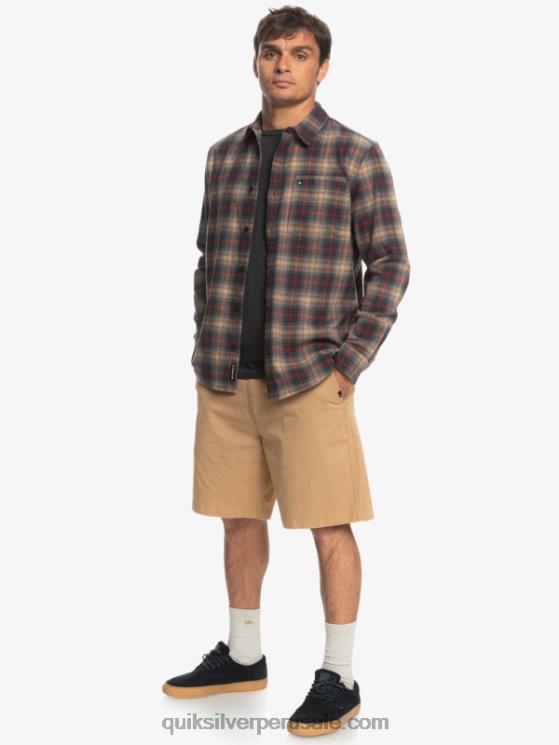 Quiksilver N8LNT1049 hombres vino rubí cramond camisa de manga larga elástica Cramond