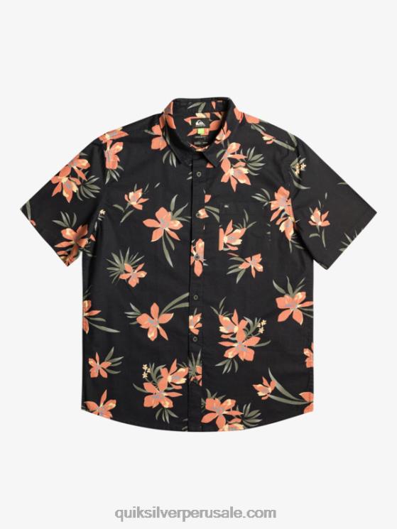 Quiksilver N8LNT1087 hombres negro de vacaciones camisa de manga corta de vacaciones