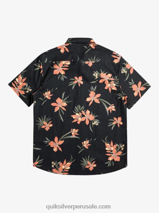 Quiksilver N8LNT1087 hombres negro de vacaciones camisa de manga corta de vacaciones