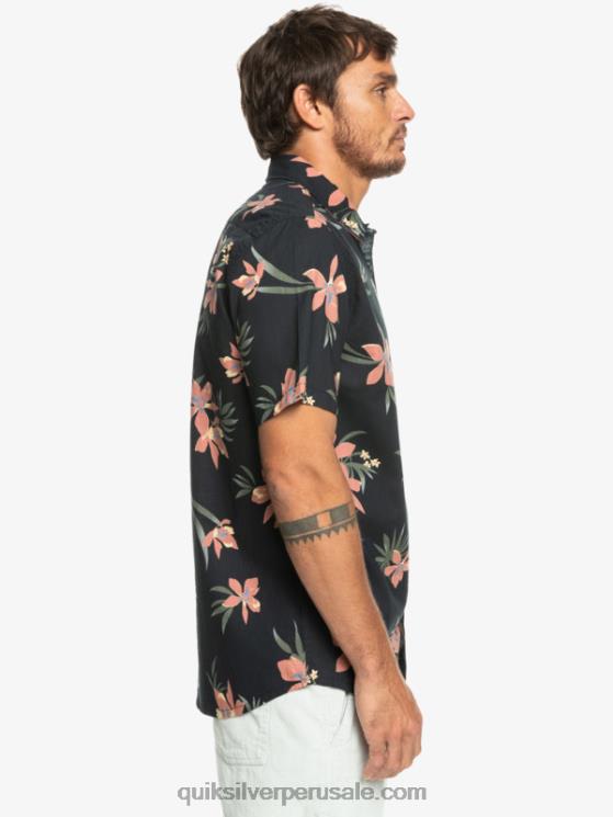 Quiksilver N8LNT1087 hombres negro de vacaciones camisa de manga corta de vacaciones