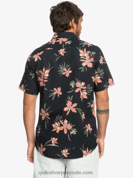 Quiksilver N8LNT1087 hombres negro de vacaciones camisa de manga corta de vacaciones