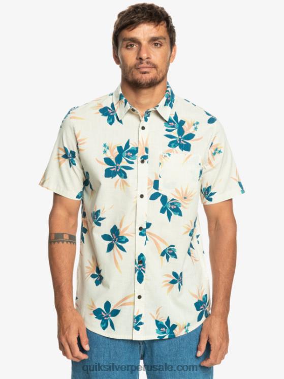 Quiksilver N8LNT1088 hombres abedul de vacaciones camisa de manga corta de vacaciones