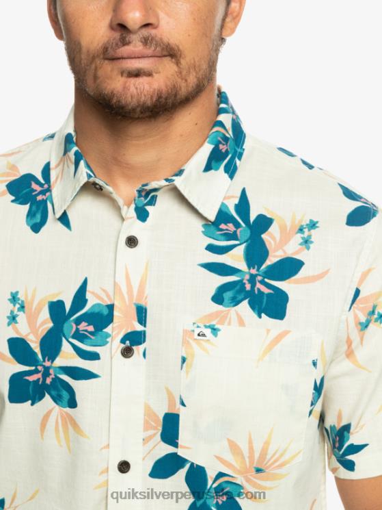 Quiksilver N8LNT1088 hombres abedul de vacaciones camisa de manga corta de vacaciones