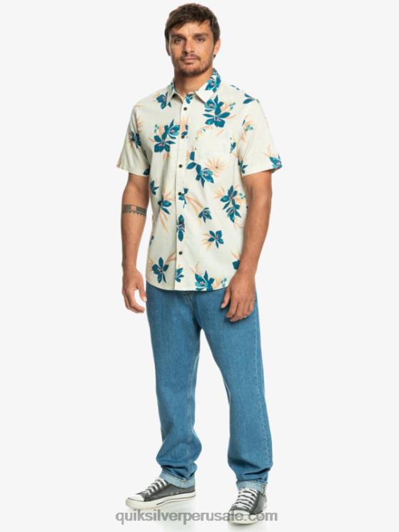 Quiksilver N8LNT1088 hombres abedul de vacaciones camisa de manga corta de vacaciones