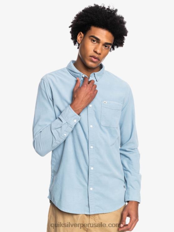 Quiksilver N8LNT1225 hombres ashley azul camisa de manga larga con rastro de humo