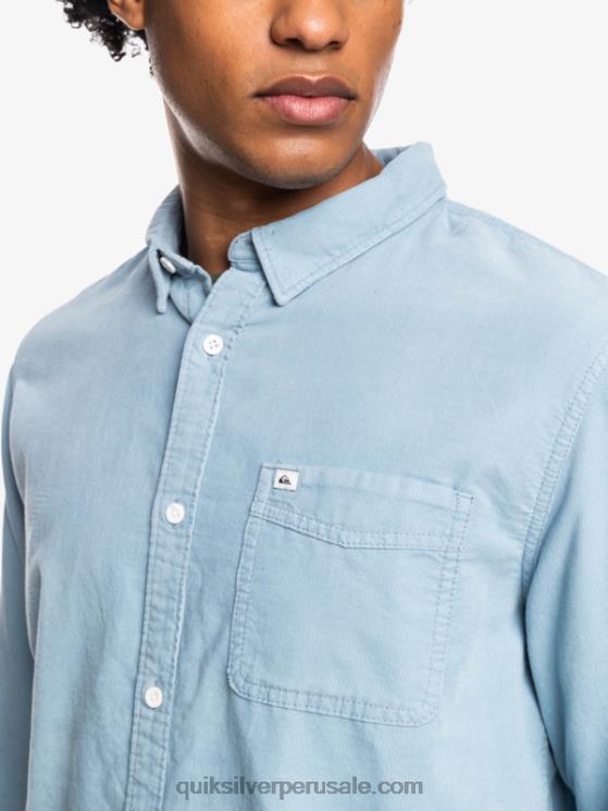 Quiksilver N8LNT1225 hombres ashley azul camisa de manga larga con rastro de humo