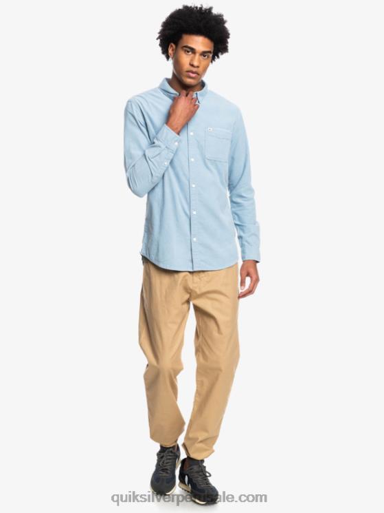 Quiksilver N8LNT1225 hombres ashley azul camisa de manga larga con rastro de humo