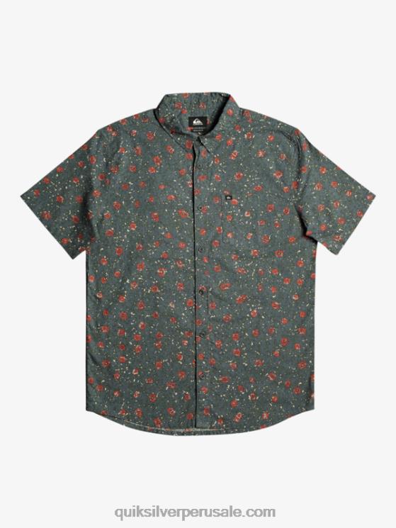 Quiksilver N8LNT1231 hombres pelusa suave de pizarra oscura camisa de manga corta con pelusa suave