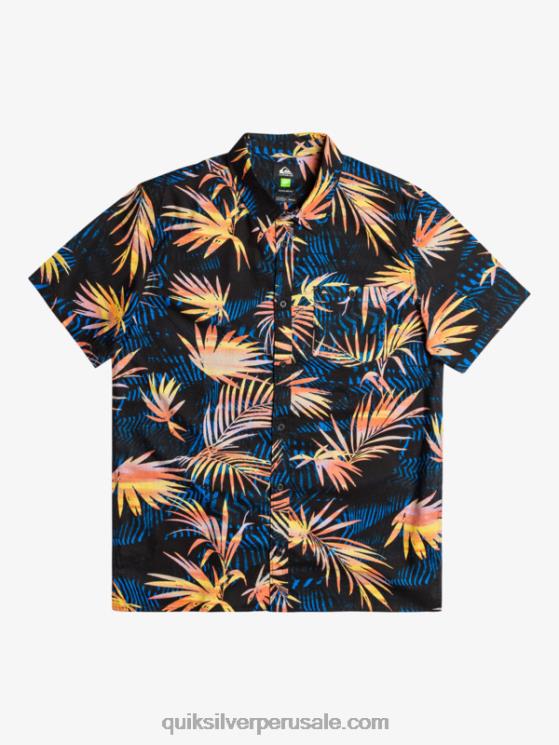 Quiksilver N8LNT1239 hombres negro rasgado camisa de manga corta con rotos