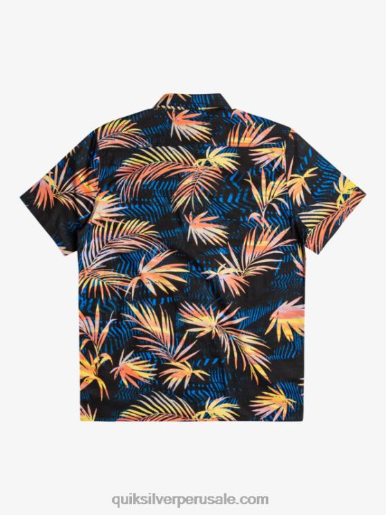 Quiksilver N8LNT1239 hombres negro rasgado camisa de manga corta con rotos