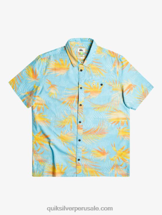 Quiksilver N8LNT1240 hombres azul cielo rasgado camisa de manga corta con rotos
