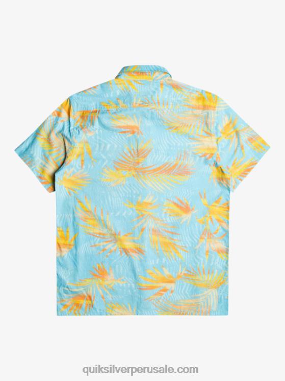Quiksilver N8LNT1240 hombres azul cielo rasgado camisa de manga corta con rotos