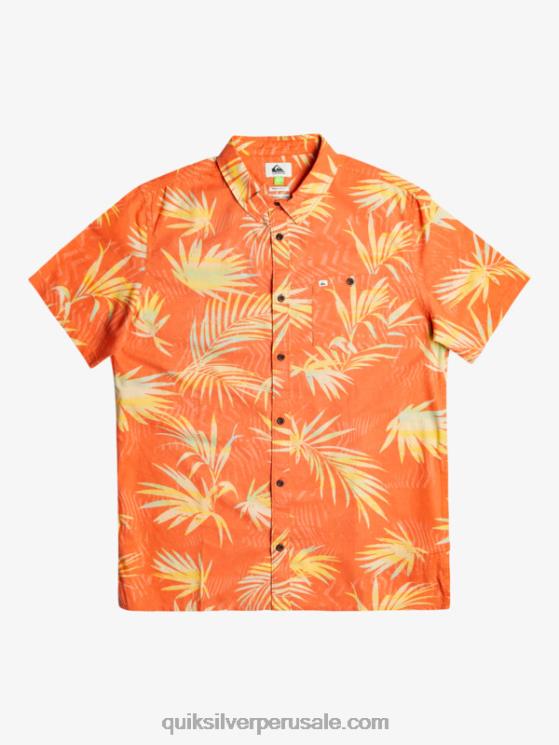 Quiksilver N8LNT1241 hombres salmón fresco desmenuzado camisa de manga corta con rotos