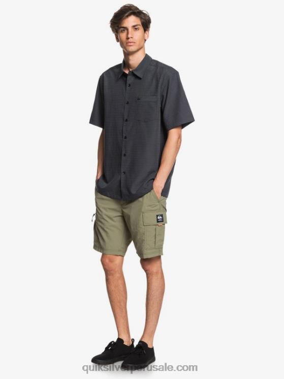 Quiksilver N8LNT1303 hombres centinela negra camisa antiarrugas premium waterman centinela