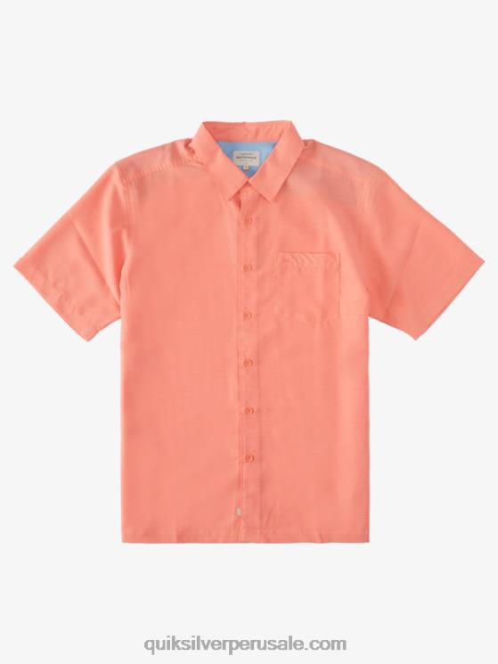 Quiksilver N8LNT1307 hombres centinella rosa durazno camisa antiarrugas premium waterman centinela