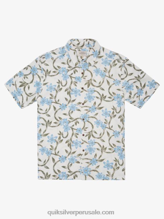 Quiksilver N8LNT1351 hombres flujo retorcido azul anochecer camisa de manga corta con flujo retorcido de waterman