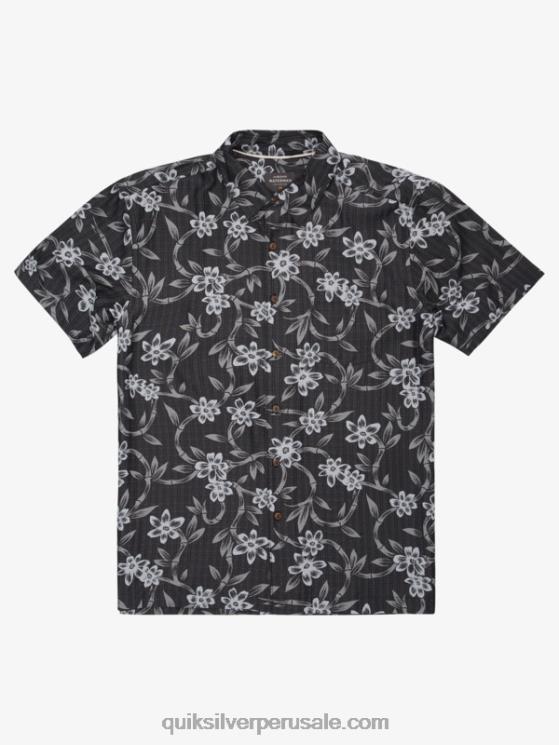 Quiksilver N8LNT1352 hombres flujo torcido negro camisa de manga corta con flujo retorcido de waterman