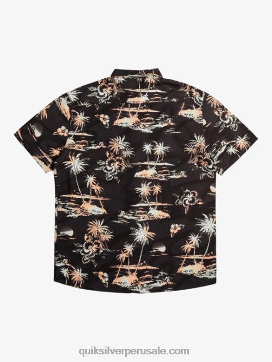 Quiksilver N8LNT1369 hombres flujo de aire negro camisa de manga corta con flujo de aire