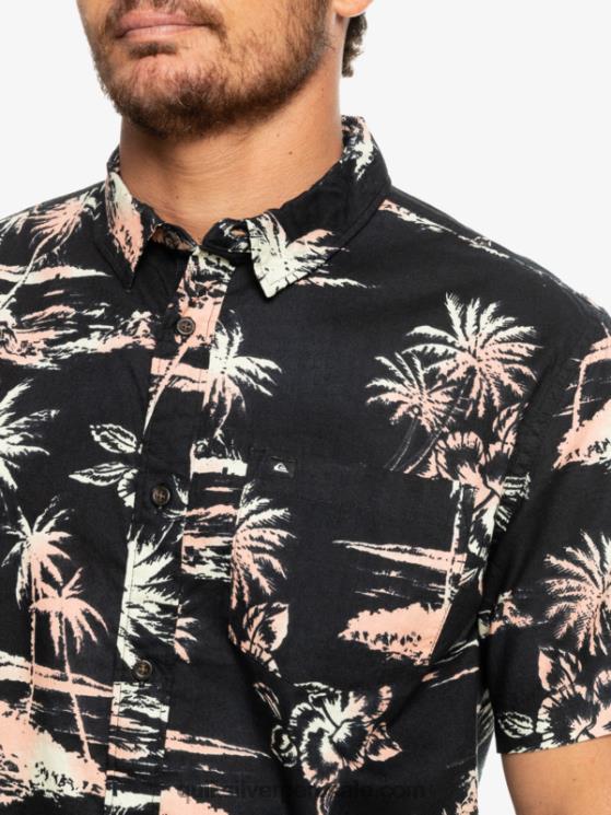 Quiksilver N8LNT1369 hombres flujo de aire negro camisa de manga corta con flujo de aire